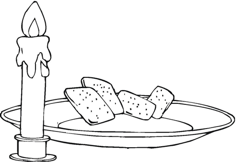 Candle And Bread  Coloring page