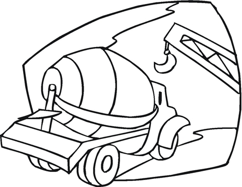Cement Mixer On The Building Site  Coloring page