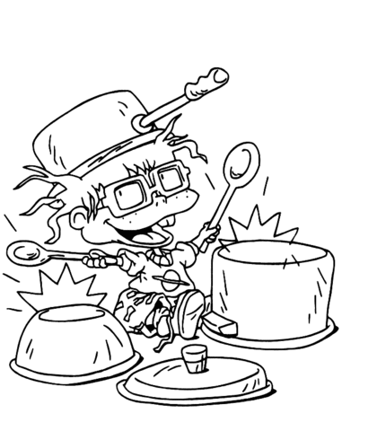 Chuckie Is Playing On Drums  Coloring page