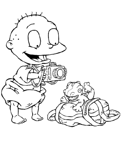 Tommy Takes a Picture Of Little Dinosaur  Coloring page