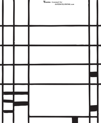 Composition 10 by Piet Mondrian  Coloring page