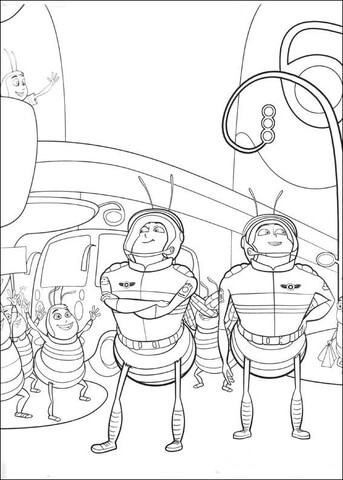 Bees in spacesuits Coloring page