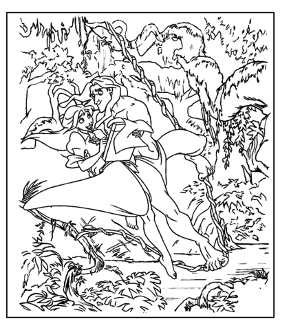 Tarzan and Jane in the Jungle  Coloring page