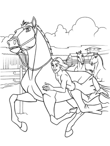 Creek riding on Spirit horse Coloring page