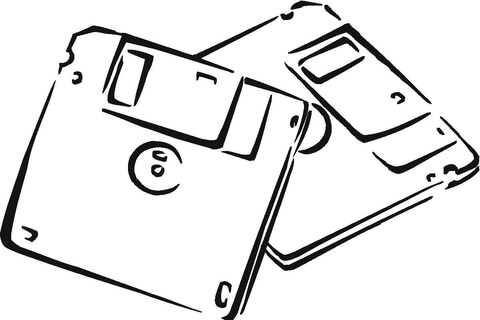 Diskettes or floppy disks Coloring page