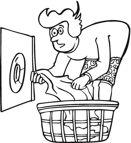 Mom is doing the laundry  Coloring page