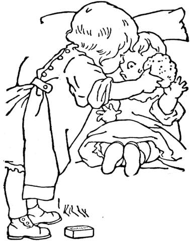 Doll Is Going To Sleep  Coloring page