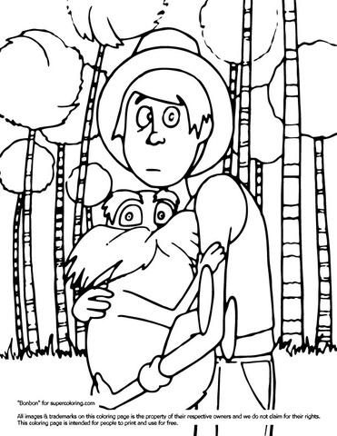 Ted with Lorax Coloring page