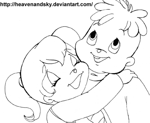 Elly and Theodore from Alvin and the Chipmunks Coloring page