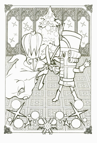 Nutcracker is fighting against The Mouse King Coloring page