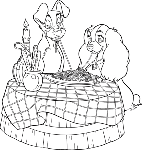 Tramp and Lady Coloring page