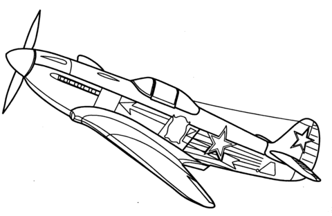 Yakovlev Yak-3 fighter aircraft Coloring page