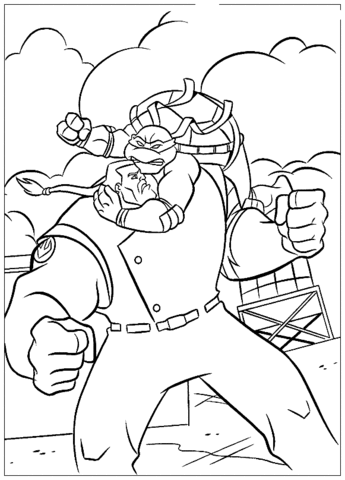 Mikey is Fighting With Enemy  Coloring page
