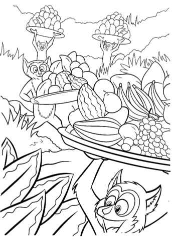 Fruits For a King Julien XIII The Lemur  Coloring page