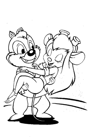 Gadget Hackwrench In Dale's Hands Coloring page