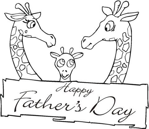 Giraffes Together On Father's Day  Coloring page