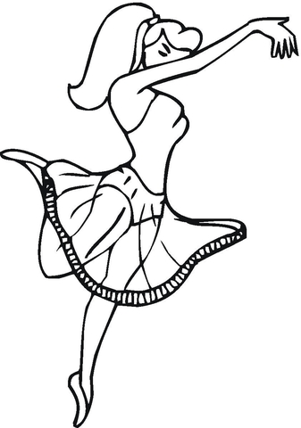 Girl Is Dancing Ballet  Coloring page