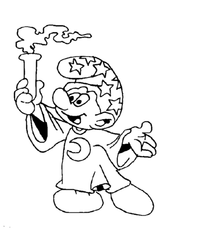 Smurf goes to bed Coloring page
