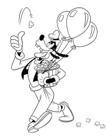 Goofy With Popcorn Coloring page