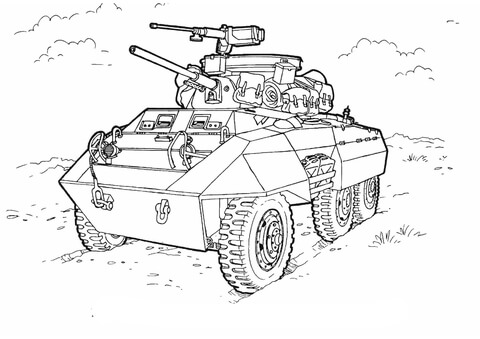 M8 Greyhound light armored car  Coloring page