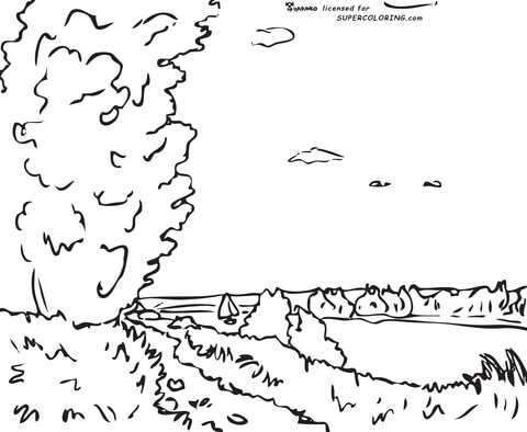 Hill Path By Alfred Sisley  Coloring page