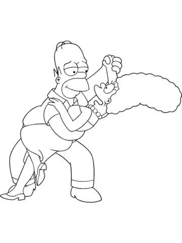 Homer And Marge Are Dancing  Coloring page