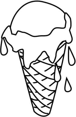 Ice Cream Melts In The Cone  Coloring page