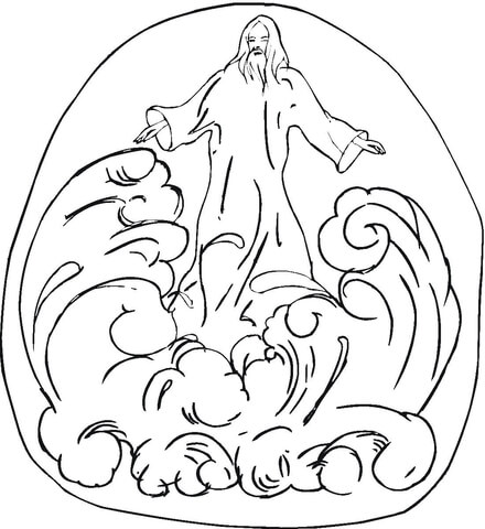 Jesus Walks On The Water  Coloring page