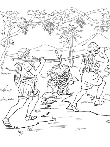 Joshua and Caleb Returning from Canaan Coloring page