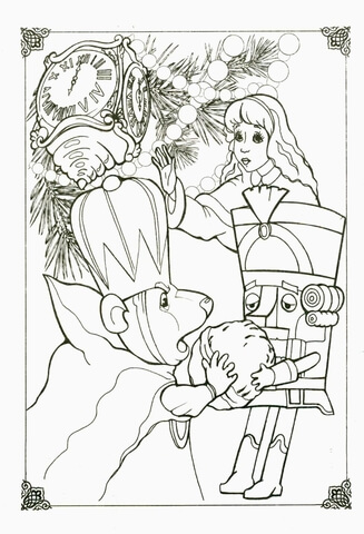 King Mouse, Nutcracker And Little Girl Marie Coloring page