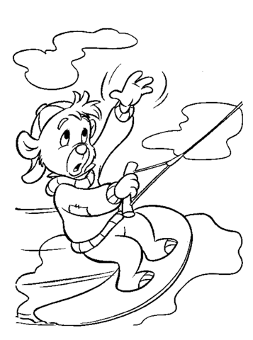 Kit is surfing on clouds Coloring page