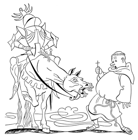 Knight And Monk  Coloring page