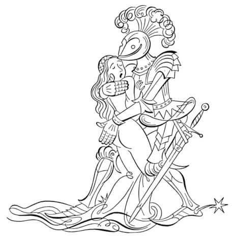 Knight Is In Love Coloring page