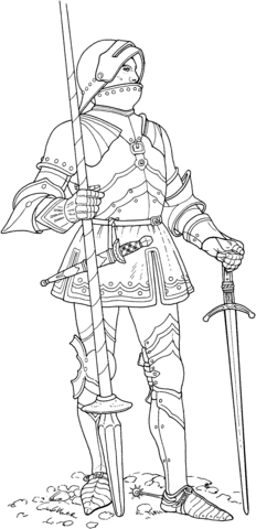 Knight With Two Swords  Coloring page