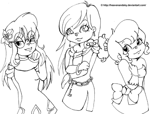 The Chipettes from Alvin and the Chipmunks Coloring page