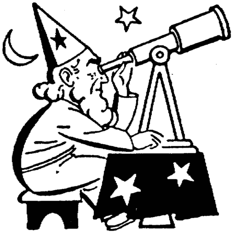 Ancient astronomer is observing the sky using a telescope Coloring page