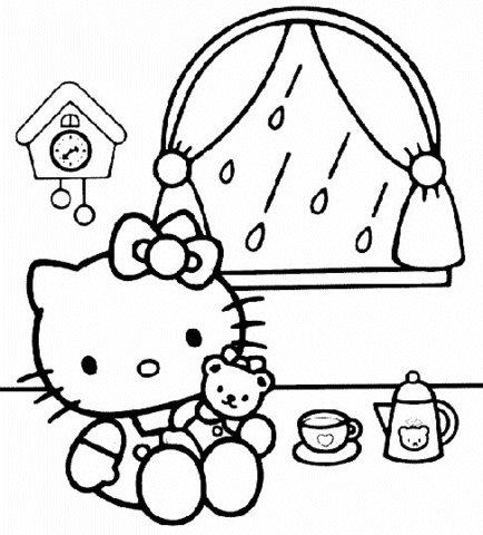 Little Kitty In Her House  Coloring page