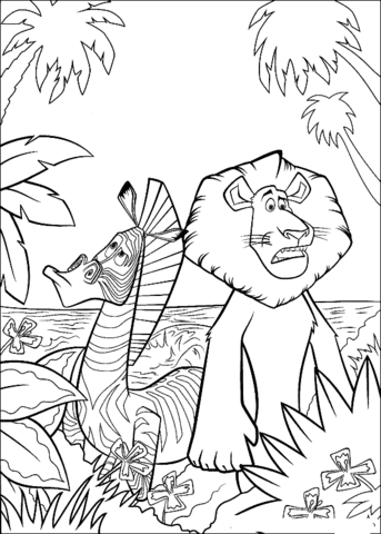 Marty and Alex Lost In the jungle Coloring page