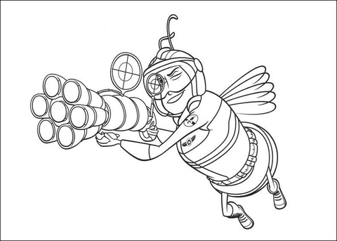 Bee is pollinating flowers with pollen power  Coloring page