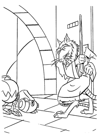 Splinter And Robots  Coloring page