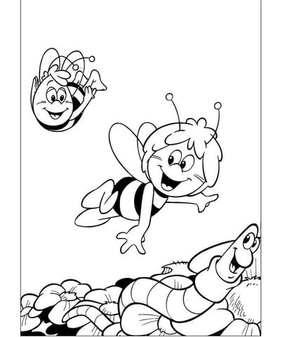 Maya Is Flying With Willy  Coloring page