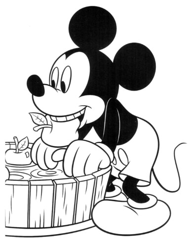 Mickey Mouse And Apples  Coloring page