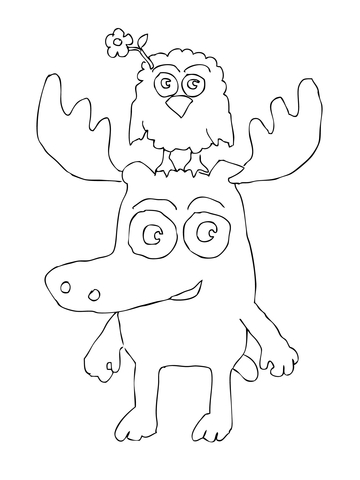 Zee Is Standing On Moose A. Moose's Head! Coloring page