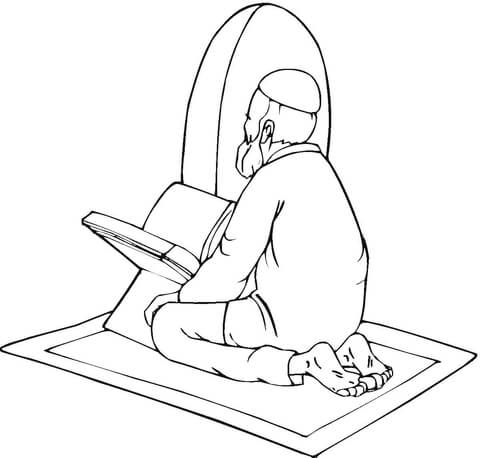 Moslem Is Praying  Coloring page