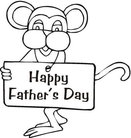 Mouse Wishes Happy Father's Day  Coloring page