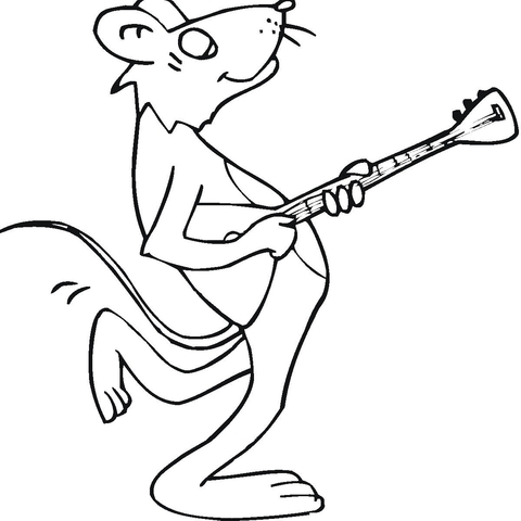 Musical Rat With Balalaika  Coloring page