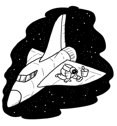 Astronaut Cleaning Shuttle in Space  Coloring page