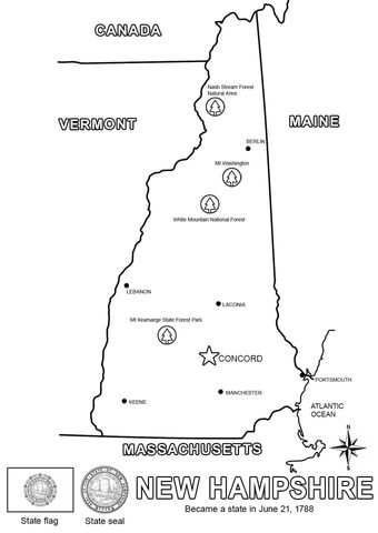 New Hampshire Map  Coloring page