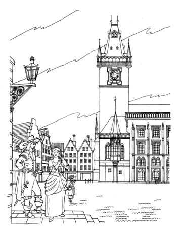 Old Town Hall In Prague  Coloring page