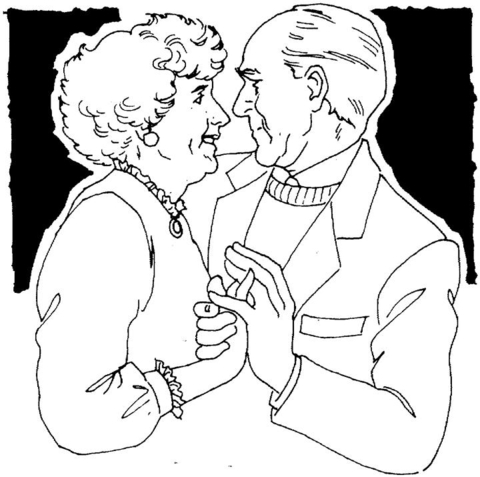 Old Couple Dancing  Coloring page